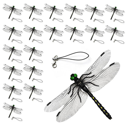 20pcs Dragon Fly Hat Clip, Artificial Dragon Fly Clips Repelling Supplies for Bugs, Realistic Simulated Dragonfly Keychain Attach to Backpack Hat for Indoor Yard Garden Plant Decor