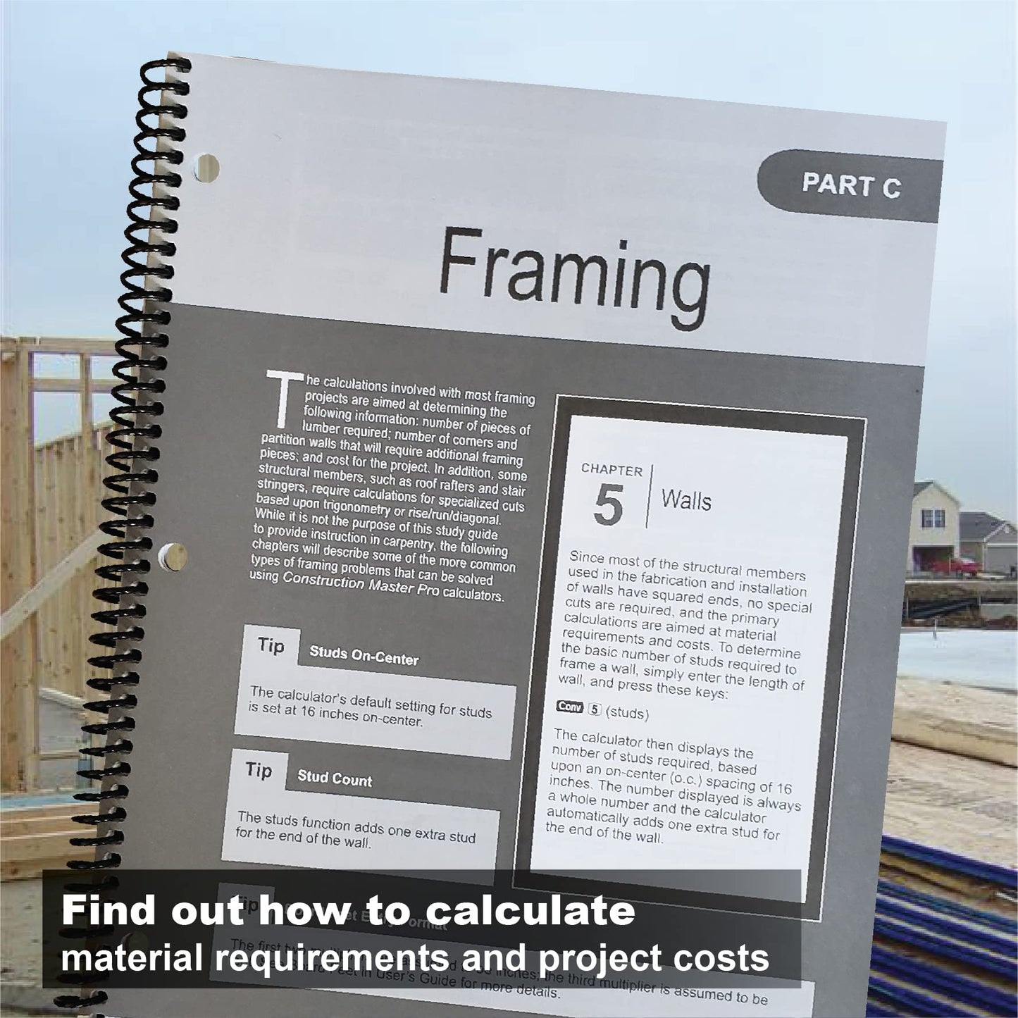 Calculated Industries 2140 Construction Master Pro Workbook/Study Guide | 4 Comprehensive Sections | Footings/Slabs/Walls | Framing | Practice Problems/Answers