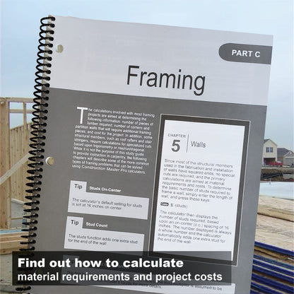 Calculated Industries 2140 Construction Master Pro Workbook/Study Guide | 4 Comprehensive Sections | Footings/Slabs/Walls | Framing | Practice Problems/Answers