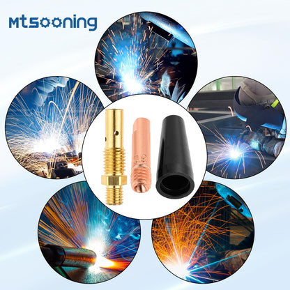 Mtsooning 48PCS Flux Core Gasless Nozzle Tips Kit KP1939-1, 0.035" (0.9mm) Flux Core Welder Gun Welding Mig Contact Tips Gasless Nozzle Gas Diffusers Replacement for Lincoln Magnum 100L & Weld-Pak MIG