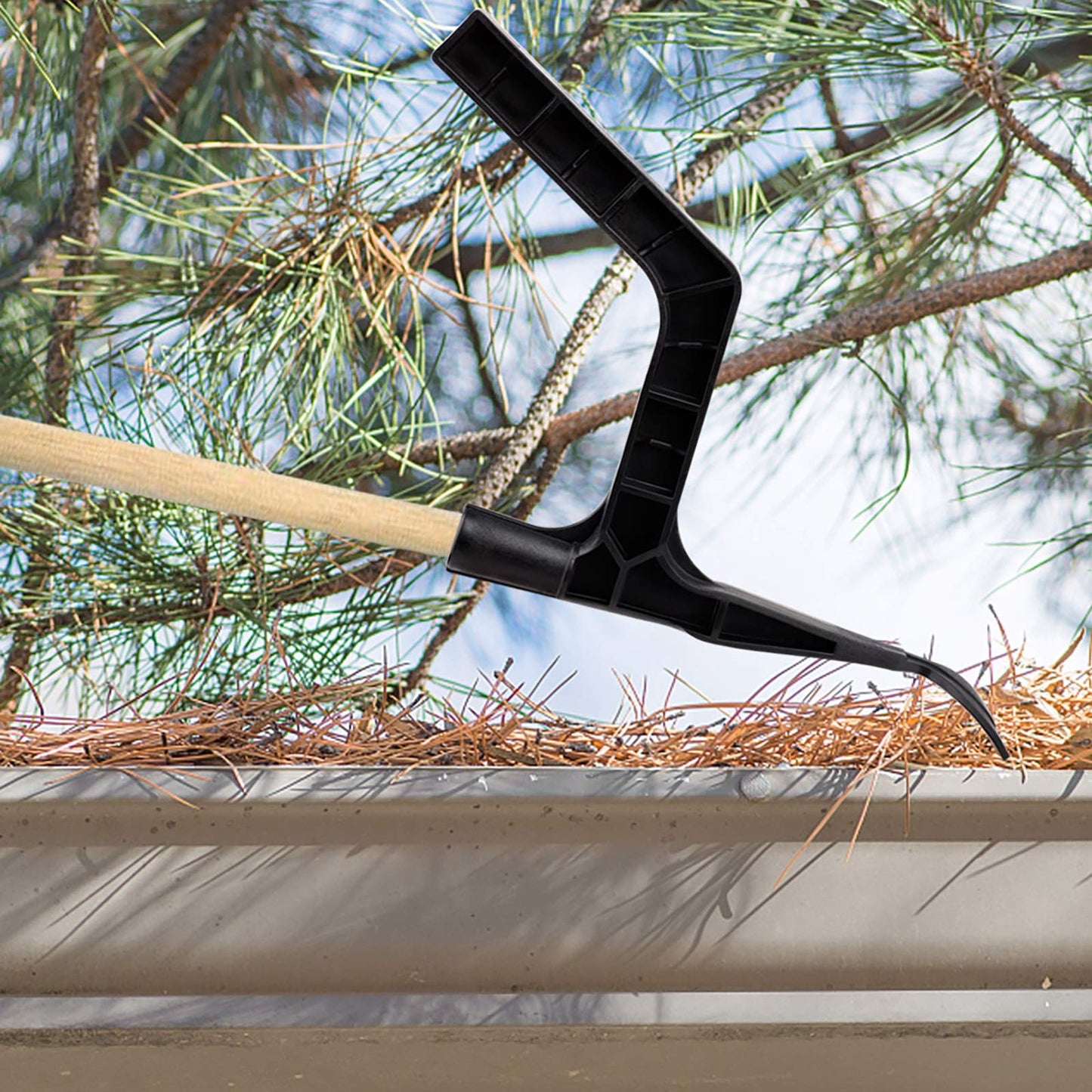 Roof Gutter Cleaning Tool With Threaded, Roof Drain Gutter Cleaner Spoon and Scoop, Ditch Leaf Cleaner for Garden Leaves Ditch Debris Villas Townhouses