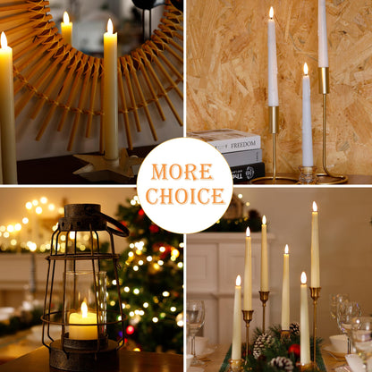 AFINETH Flameless Taper Candles with Rmote, 9.6" Dripless Battery Operated Candles, 3 Pack Real Wax Led Flickering Candlesticks with 3D Flame, Fake Candle for Home, Wedding, Party, White
