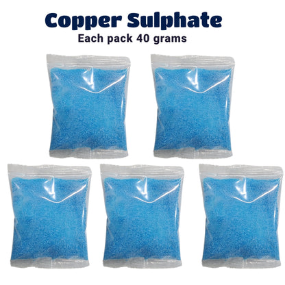 Copper Sulphate Pentahydrate 99.9% Pure, 40 Grams Each Pack (5 Packs)