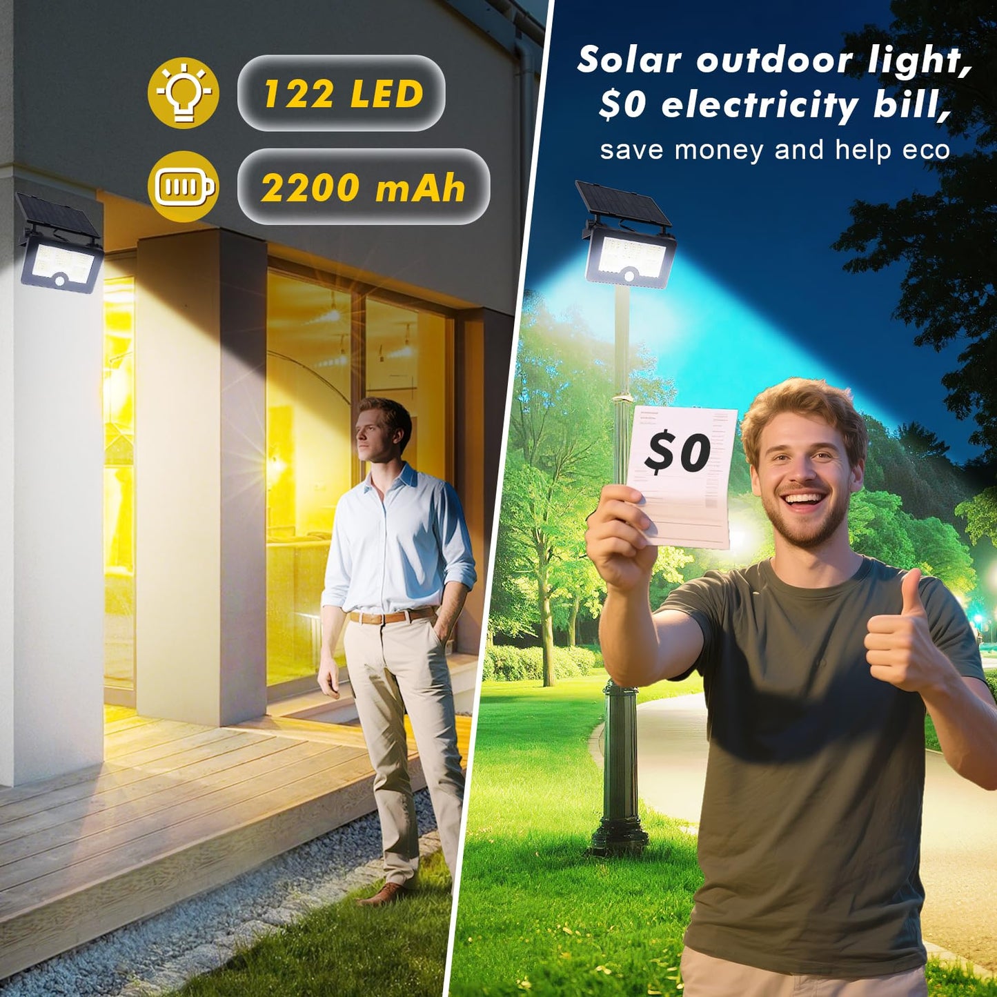 Solar Wall Lights Outdoor with Motion Sensor: Qoosea 122 LED Beads 3 Lighting Modes IP65 Waterproof 2200mAh Battery - Ideal Solar Lights for Yard Garage Patio & Garden Lighting