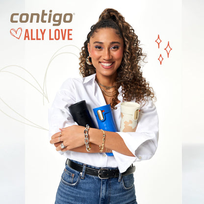 Contigo x Ally Love Stainless Steel Vacuum-Insulated Travel Mug w/Autoseal and Easy Clean Lid, Spill-Proof, Keeps Drinks Cold 24 hrs & hot for 11 hrs, BPA Free, 16oz/473mL, West Loop 3.0, Oatmilk