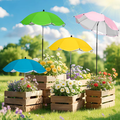 WYRJXYB 4 Pack Plant Umbrellas for Outdoor Plants,26" Larger Garden Umbrella Sun Shade for Garden Beds Potted Plants-Upgraded 43.3" Higher Adjustable Angle Plant Shade Cover Umbrellas for Flowers