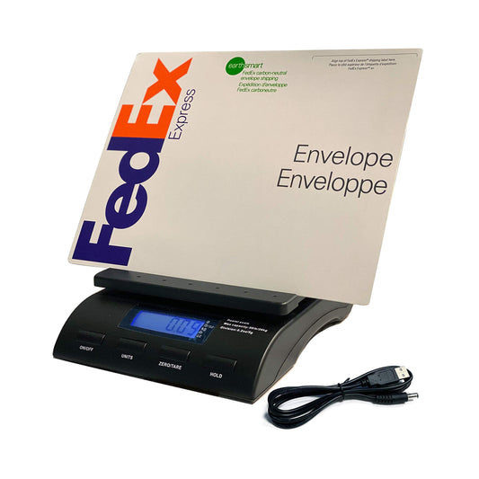 Digital 50 lb x 0.2 oz Postal Table Shipping Scale with Large Display, Envelope Stand & USB Power Cable