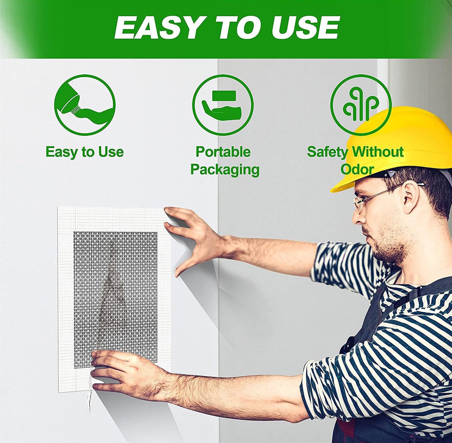 Deuvuo 19 Pcs Drywall Repair Kit - 4 Patch Sizes (2/4/6/8 Inch) With Scraper, Sandpaper for Damaged Ceiling - Say Goodbye to Unsightly Holes