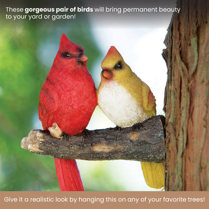Bits and Pieces - Pair of Cardinals Tree Hugger - Animal and Bird Outdoor Décor Garden Statue