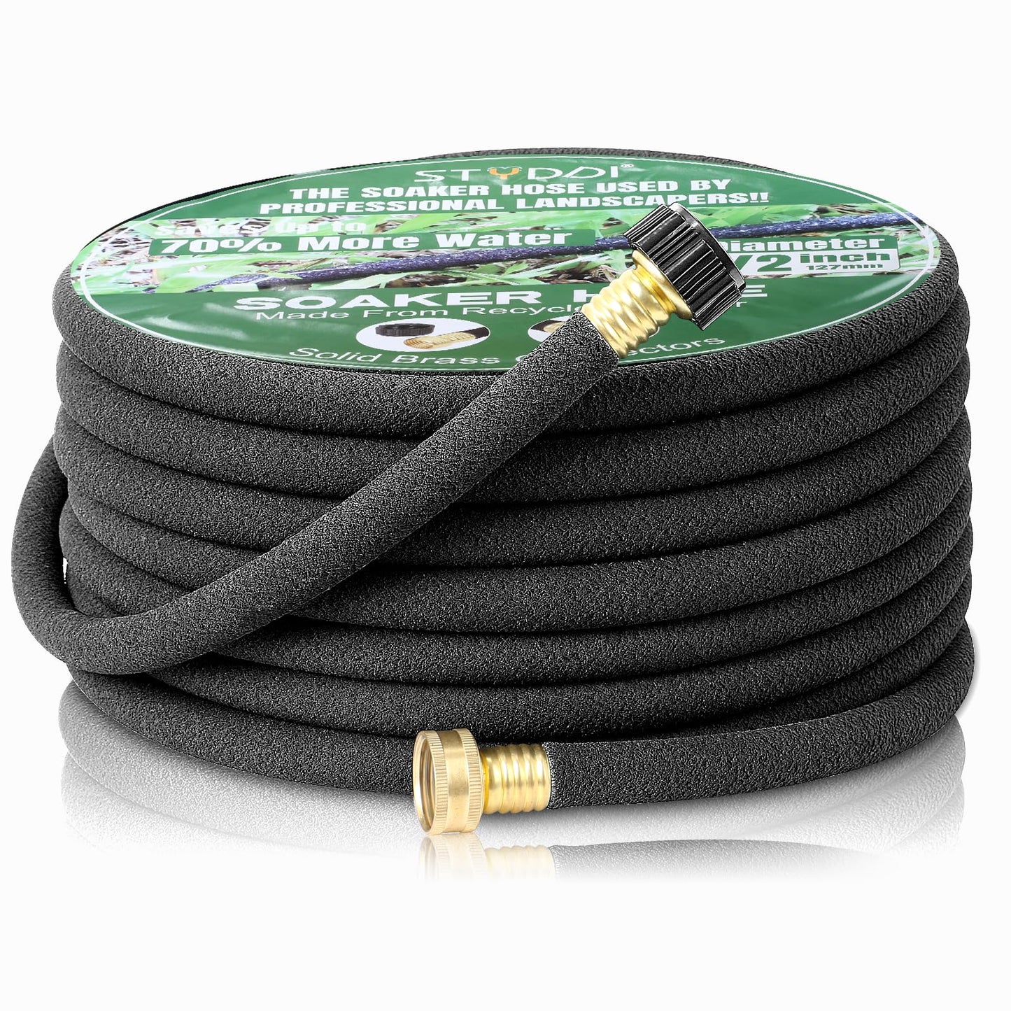 STYDDI Soaker Hose, 1/2" x 25 FT Round Soaker Garden Hose, Heavy Duty Soaker Hose Great for Garden Vegetable Beds, Lawn and Plants