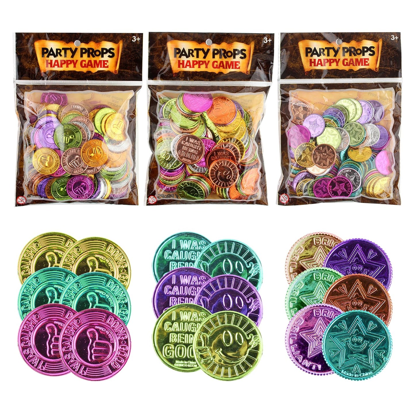 Auch 300 Pieces Behavior Tokens for Being Good Coins Plastic Coins Fake Coins Smile Face Plastic Kindness Coins for Classroom Behavior Incentives Teacher Handout Rewards Prizes (Being Good Coins)