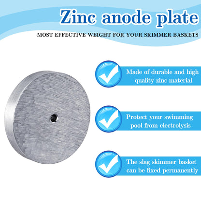 DECOHS 4 Pack Zinc Anode Plate- Zinc Anode Weight- Anti Electrolysis Sacrificial Anode with 8 Plastic Ties for Salt System Swimming Pools Against Corrosion and Electrolysis