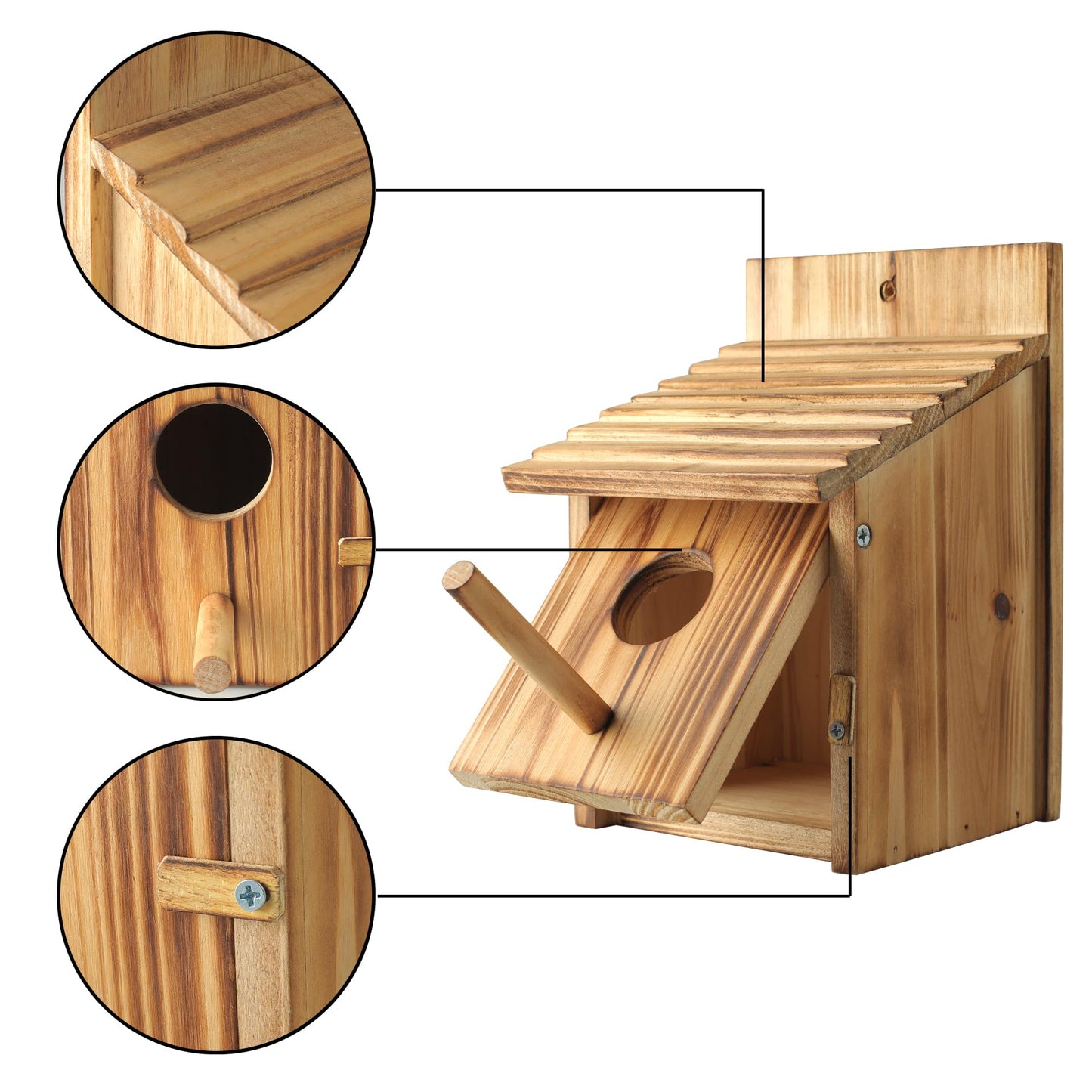 Bird Houses for Outside，Wooden Birdhouse with Open House Design - Perfect Nesting Box for Bluebirds - Ideal for Outside - Blue Bird House for Outdoor Clearance