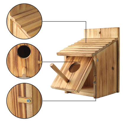 Bird Houses for Outside，Wooden Birdhouse with Open House Design - Perfect Nesting Box for Bluebirds - Ideal for Outside - Blue Bird House for Outdoor Clearance