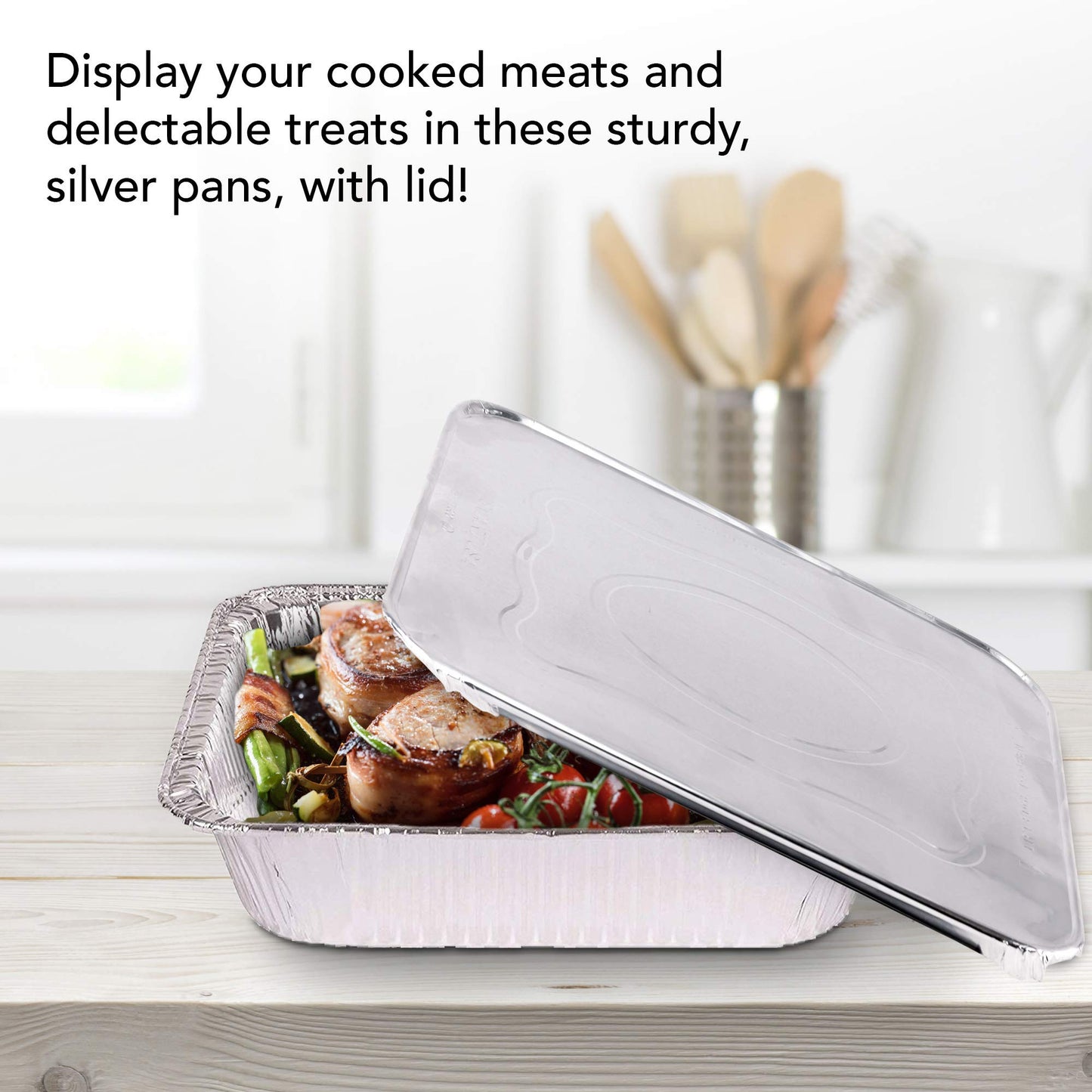 Disposable Aluminum Pans with Lids 9x13 (25 Pans and 25 Lids), Food Containers for Baking, Cooking, Heating, Storing and Prepping