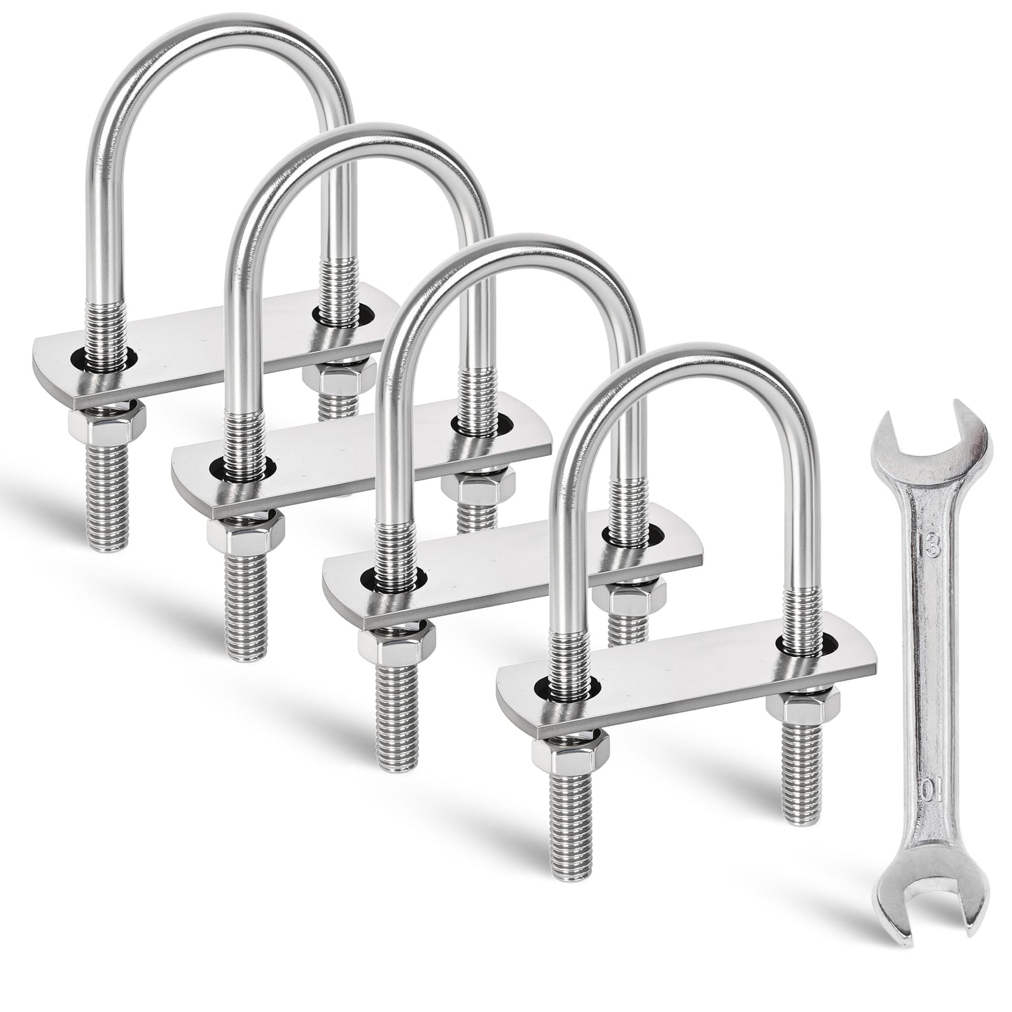 SRZTXU 4 Sets M8 U-Bolts,u-Bolts 1.5" (40mm) Wide,304 Stainless Steel u-Bolts,with Nuts,Bolt Plate and washers (4, M8 x 40mm x 90mm)
