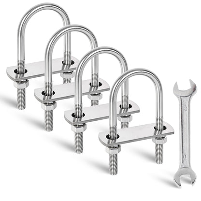 SRZTXU 4 Sets M8 U-Bolts,u-Bolts 1.5" (40mm) Wide,304 Stainless Steel u-Bolts,with Nuts,Bolt Plate and washers (4, M8 x 40mm x 90mm)