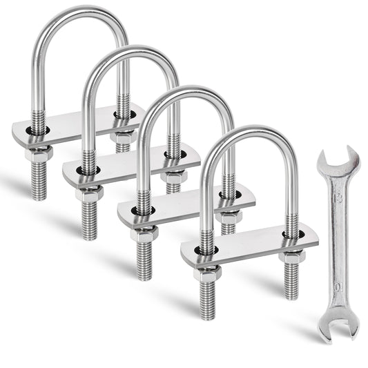 SRZTXU 4 Sets M8 U-Bolts,u-Bolts 1.5" (40mm) Wide,304 Stainless Steel u-Bolts,with Nuts,Bolt Plate and washers (4, M8 x 40mm x 90mm)