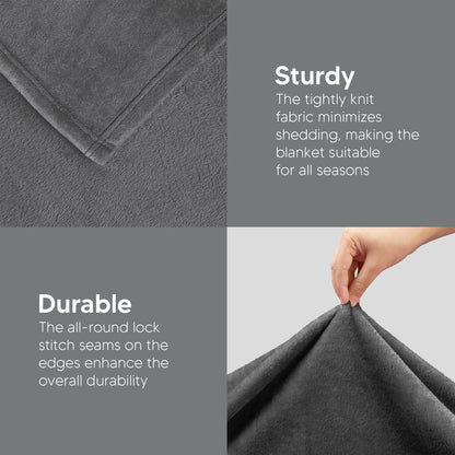 Utopia Bedding Fleece Blanket King Size Grey (90x102 Inches) – Ultra Soft Plush Microfiber Bed Blanket, Lightweight Warm Cozy Blanket for Bed & Couch, All Season Gift for Men & Women, Couverture Douce
