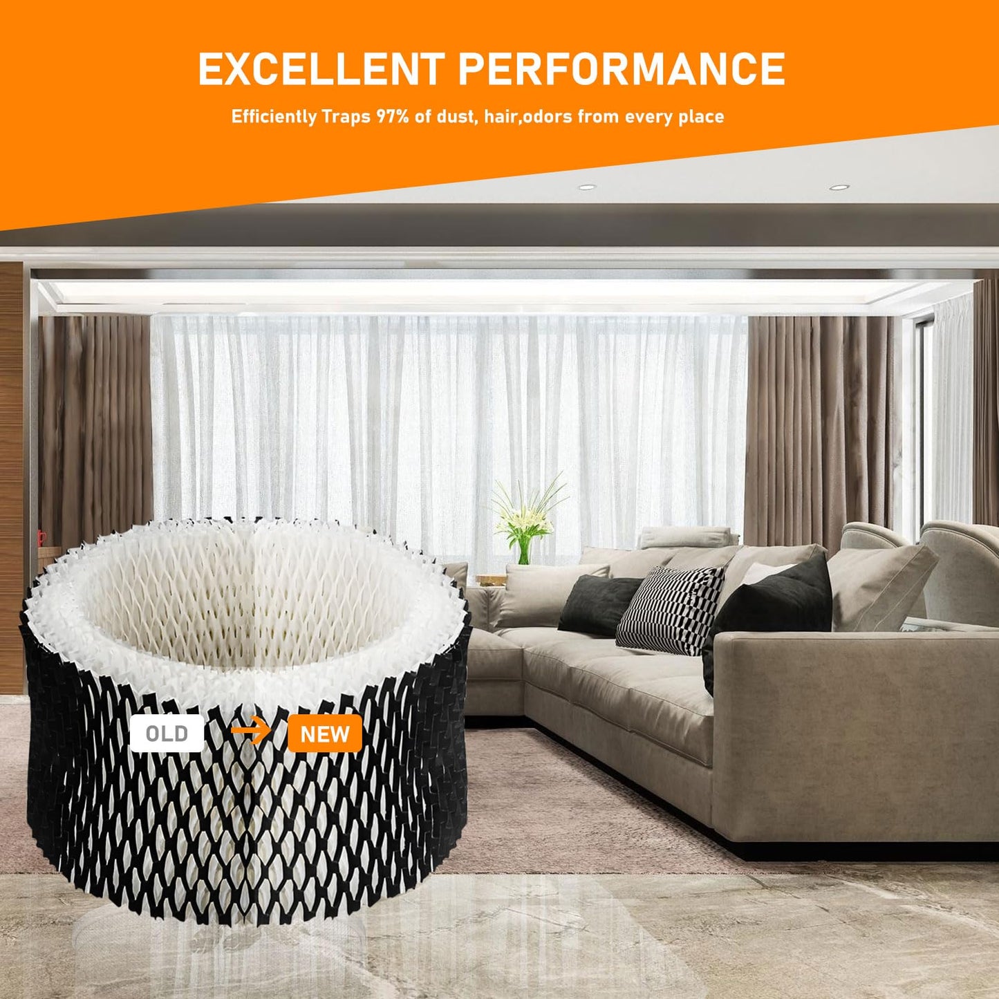 SWF62 Replacement Humidifier Filter Compatible with Sunbeam SWF62-CN1 SWF-62 SWF62 SF-212 SF212 SCM1100 SCM1701 SCM1702 SCM1761 SCM1762 SCM2409 SCM41000 Humidifier, 4 Packs
