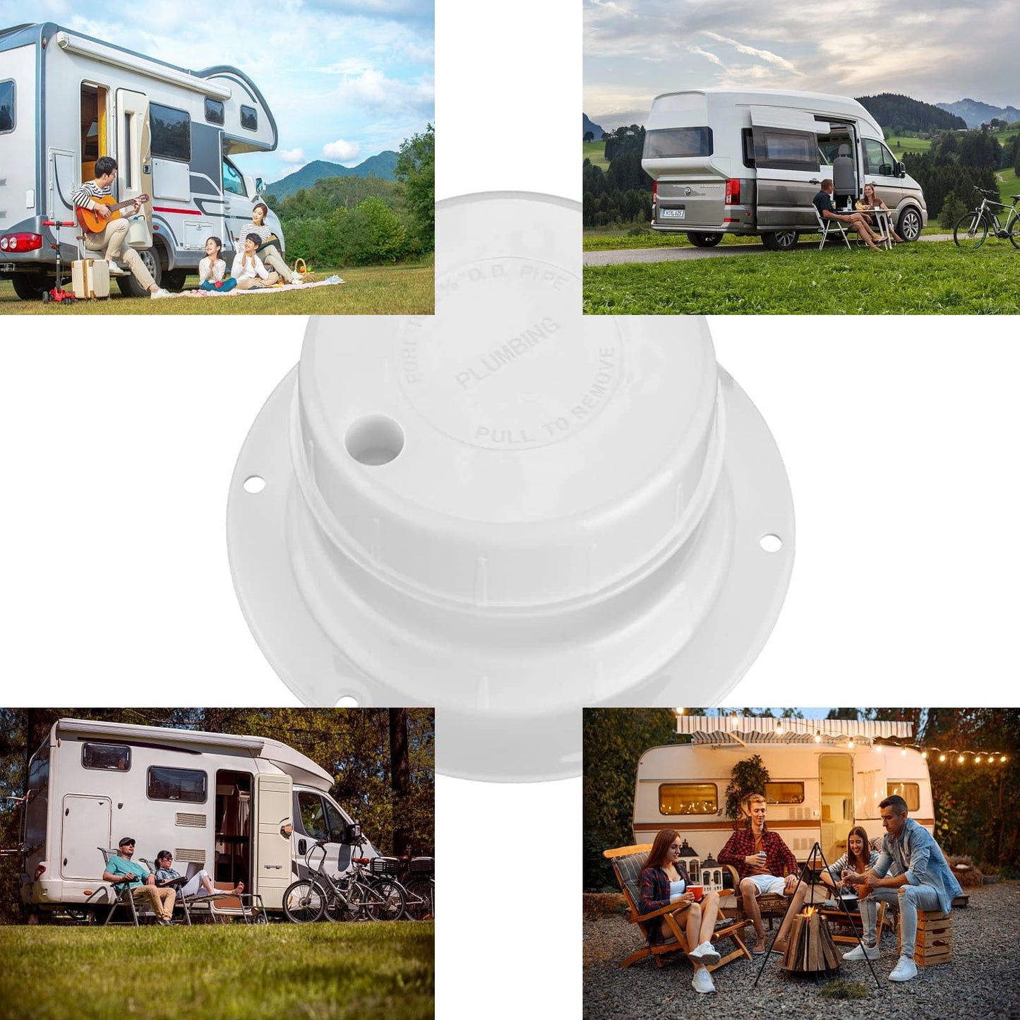 Acrux7 3 PCS RV Roof Vent Cover Caps Replacement for 1 to 2 3/8 Inch Pipe, Plastic Camper RV Plumbing Vent Cap Sewer Ceiling Vent Caps for Trailer Camper Motorhome (White)