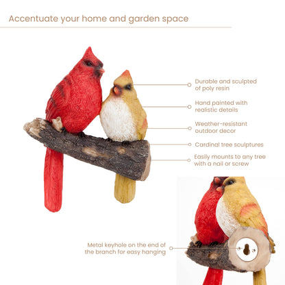 Bits and Pieces - Pair of Cardinals Tree Hugger - Animal and Bird Outdoor Décor Garden Statue