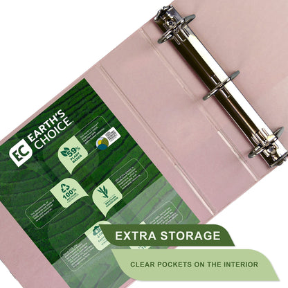 Samsill Plant-Based 3 Inch Durable D-Ring, Made in USA, View Binder, Eco-Friendly, USDA Certified Biobased, 2 Pack, Rose
