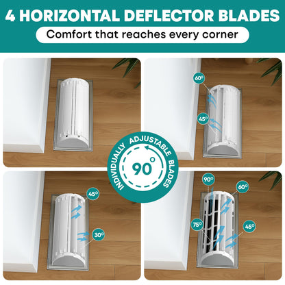 Air Vent Deflector with 6-Way Multi-Directional Airflow - 10x4", 2-Pack Heat Register Cover: Magnetic Vent Covers for Home Floor, Air Conditioner Deflector, Heater Diverter for Wall, Ceiling, AC Duct