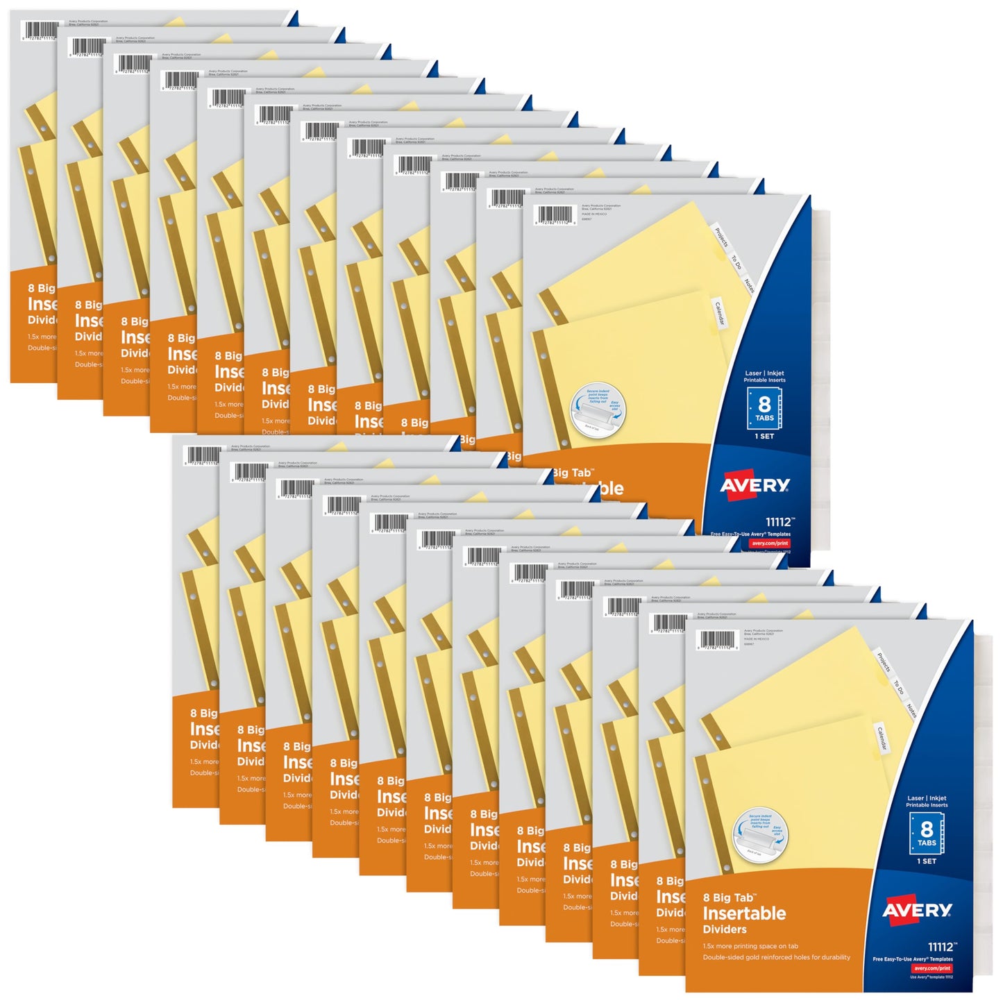 Big Tab Buff Colored Insertable Dividers - Gold Reinforce