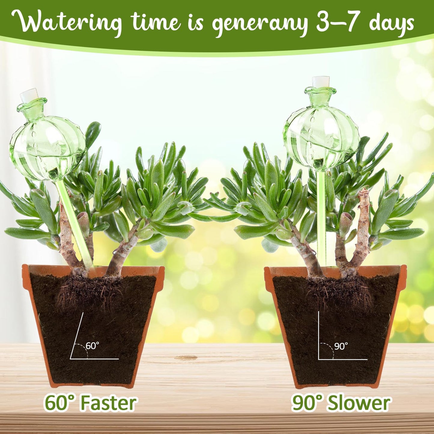 Solaroxy 4 PCS Self Plant Watering Globes Insert, Clear Glass Watering Bulbs with Removable Sealing Plug, Plant Waterer for Indoor & Outdoor Plants Flowers (5 oz)