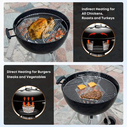 Stanbroil Charcoal Basket Holder for Weber 22" and 26" Charcoal Grills, Heavy Duty Stainless Steel Char-Basket for Briquette, Wood Chips (2 Pack)