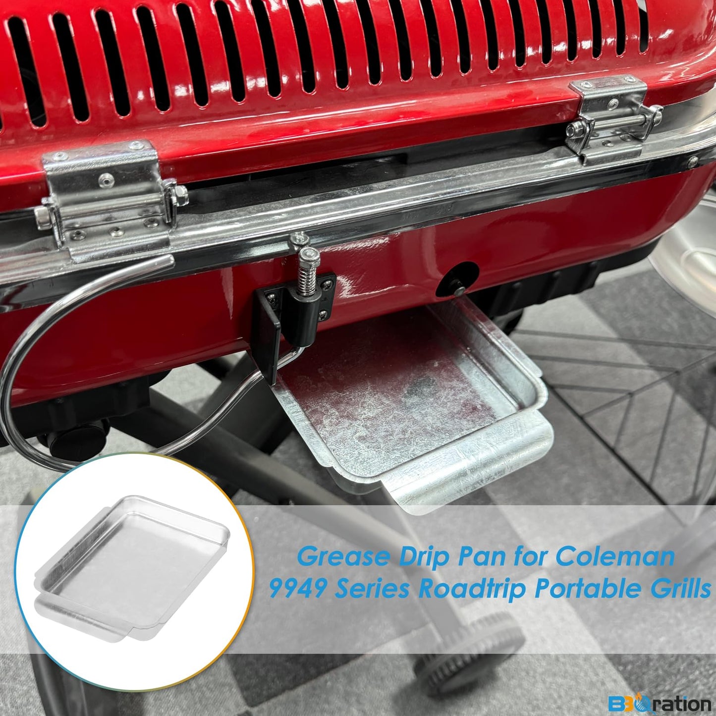 BBQration Grease Pan for Coleman Portable Roadtrip 9949 Series Grills, Drip Pan for Coleman Grill Accessories 9924, 9949-750, 9949-759, 9949-451 Grease Tray for Coleman Roadtrip Grill Parts