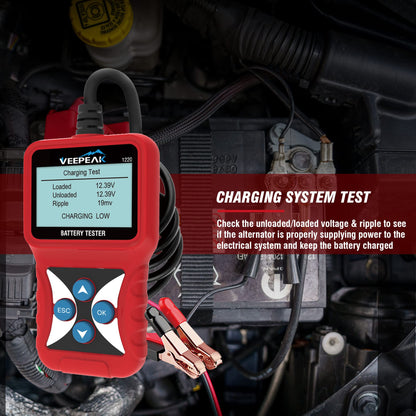 Veepeak 12V Car Battery Tester, Automotive 100-2000 CCA Digital Battery Load Tester Alternator Analyzer Vehicle Charging & Cranking System Testing Tool for Cars, Motorcycles, Boats, ATVs, RVs
