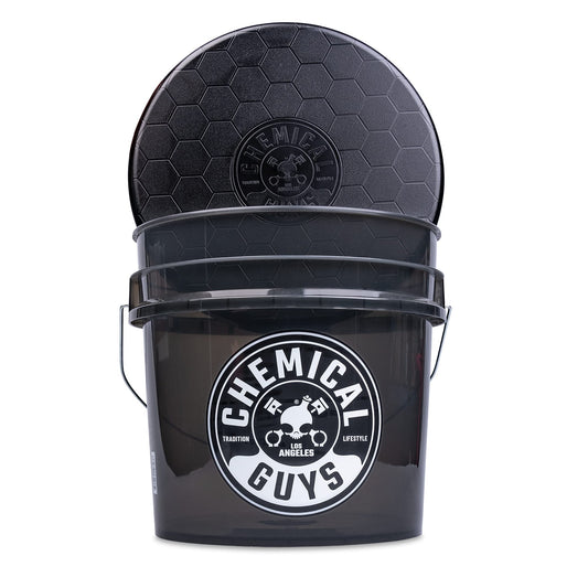 Chemical Guys Heavy Duty Smoked Obsidian Black Detailing Bucket (4.5 Gal) and Bucket Lid (for Car Wash, Boat, Truck, RV, Fishing & More)