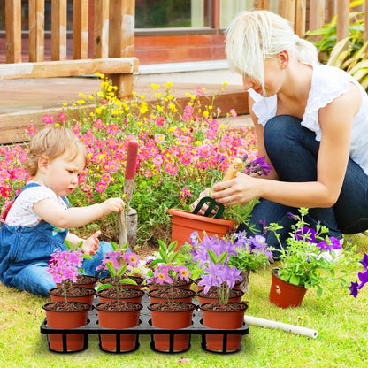 12 Cell Nursery Planter Pots Trays, 6-Pack Seed Starter Pots Moving Trays, Plant Pot Shuttle Carry Holder and Trays for 4 inch Round Plastic Nursery Pots Flowerpot Carrier Transporting