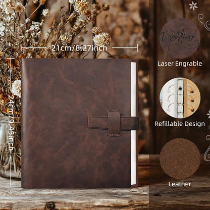Artmag Photo Album 4x6 200 Photos, Thick Leather Cover Picture Album with 30 PCS Kraft Writing Paper Holds 200 Horizontal Photos for Family Wedding Anniversary (Brown)