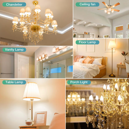 DEGNJU LED Candelabra Light Bulbs 60W Equivalent, Chandelier Light Bulbs Soft White 2700K, E12 LED Bulb, Type B Light Bulb 5.5W, Candelabra Base, 120V, B11 Candle Light Bulb, Non-Dimmable, 10 Pack