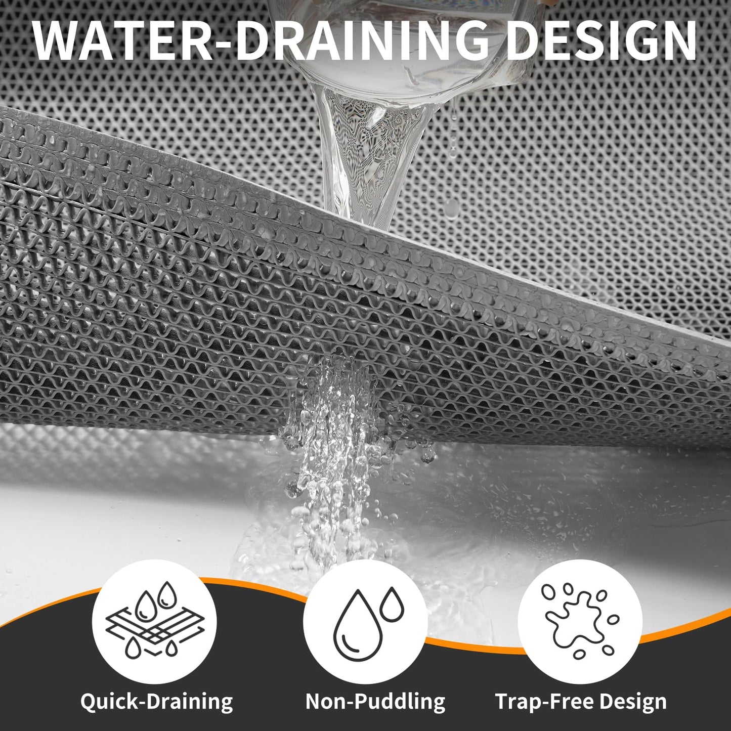 YDKGL Front Door Mat 20''x31'', Drainage Heavy Duty Dirt Trapping Non-Slip Doormats, Rubber Floor Mats, Restaurant Commercial Kitchen Industral Pool Entrance Bar Wet Area, Grey