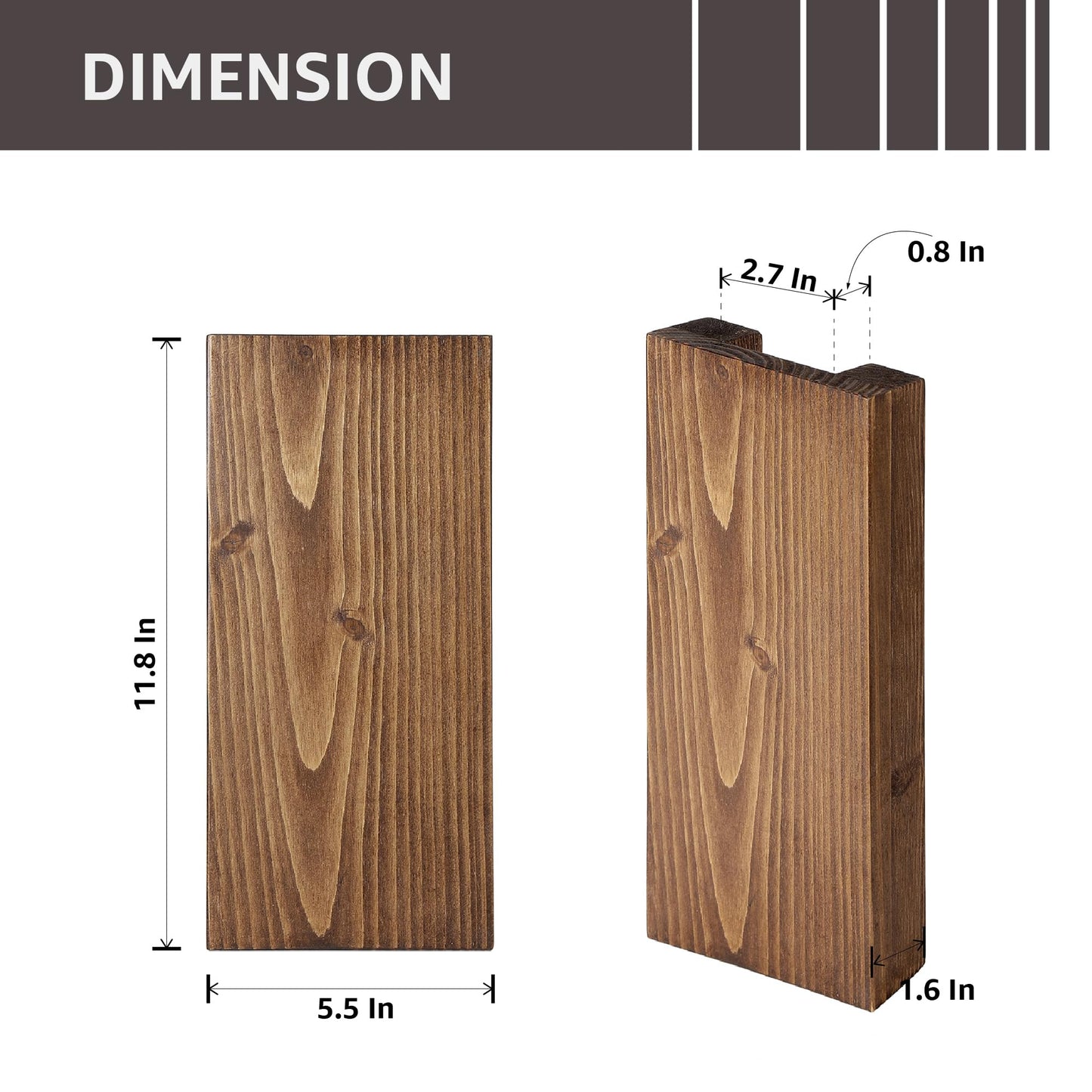 Wood Wall Planter Set of 2, Wood Wall Pocket for Greenery and Dried Flowers, Indoor Hanging Vase, Modern Farmhouse Wall Decor for Living Room Bedroom Office Eucalyptus Stems Decorations (Walnut)