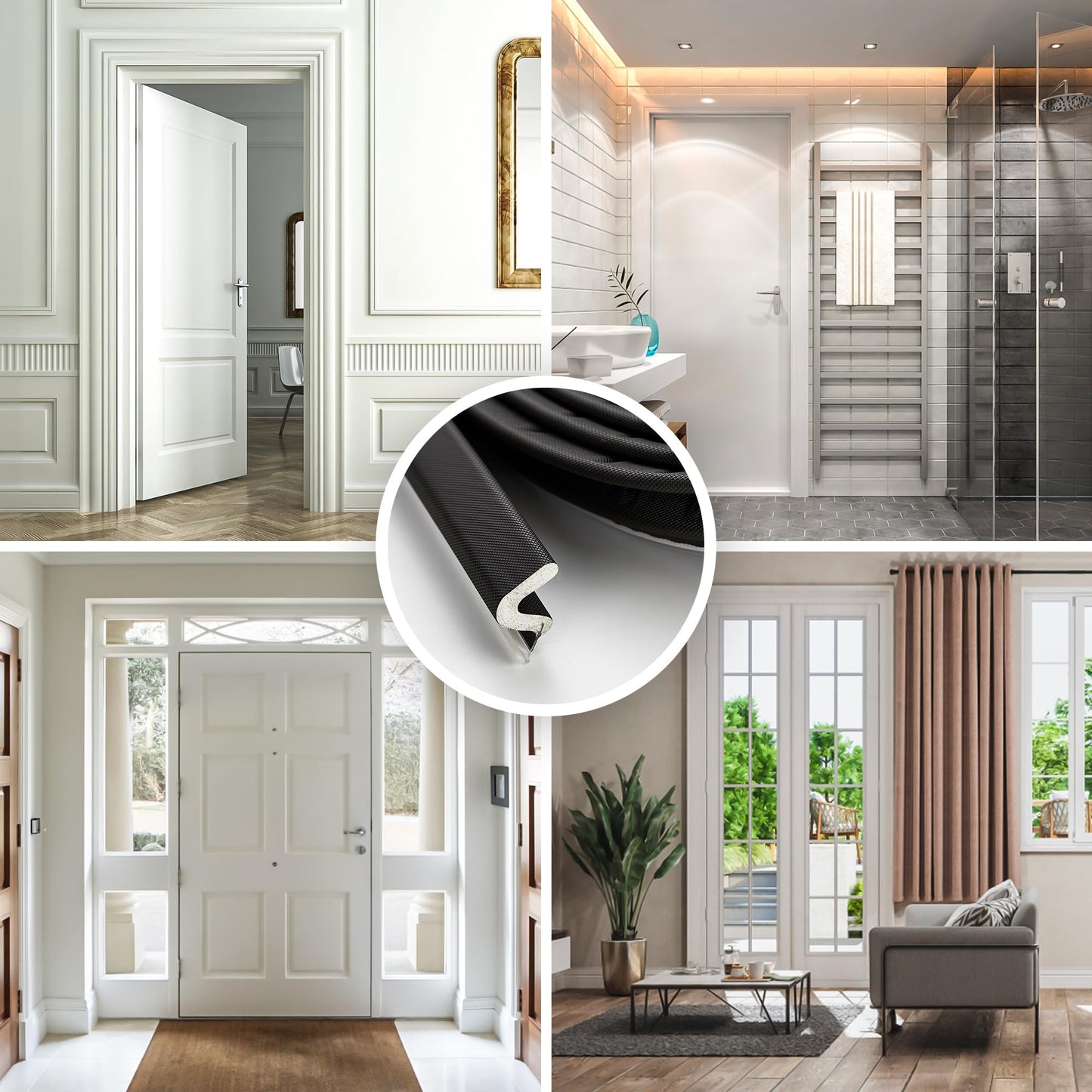 Weather Stripping Door Seal Strip Soundproof Q Foam Weather Stripping for Door Frame, Exterior Door Weather Stripping for Large Gap