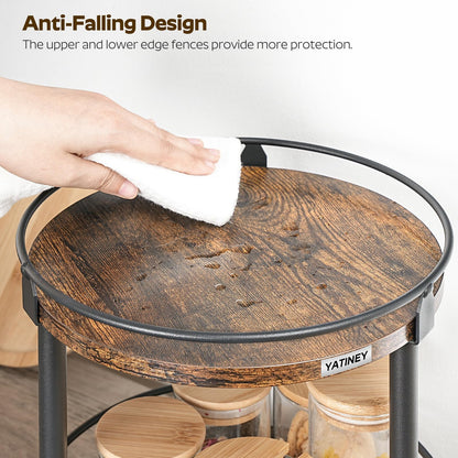 YATINEY Spice Rack, Rotating Spice Organizer for Cupboard, 2 Tier Lazy Susan Turntable, Industrial Countertop Organizer, for Kitchen and Cabinet, Compact and Versatile, Rustic Brown and Black SR22BR