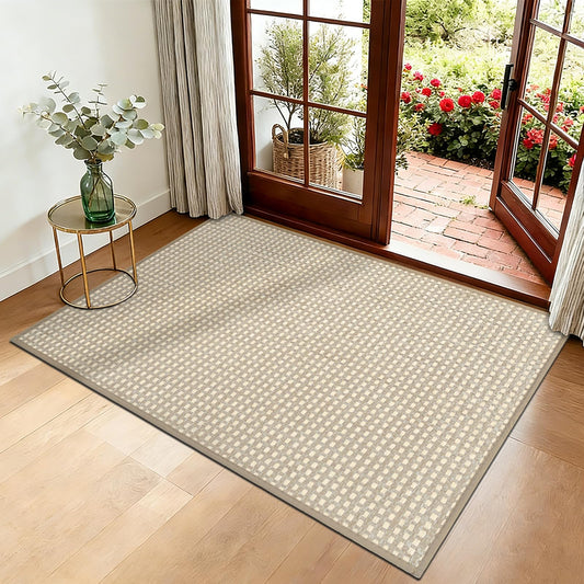 VSIWB Door Mat Entrance 24"x35",Front Door Mat Indoor Outdoor Mat Non-Slip Dirt Resistant and Absorbent Rubber Backing Floor Mats，Washable Entrance Mat Low-Profile Welcome Mat, Brown