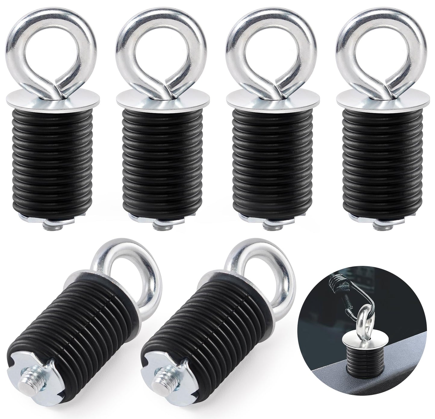 DAYDOOR Tie Down Anchor, ATV Anchors Compatible with Polaris RZR 800 900 1000 XP Turbo Pro Sportsman 450 570 850 ACE with 1" Hole Polaris RZR Accessories(6 Pcs,Black)