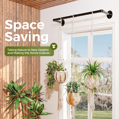 Bamworld Hanging Planters for Indoor Plants Plant Hanger Indoor Hanging Plant Rod 36.2in Window Plant Shelves Metal Rod Pot Not Included
