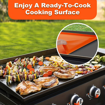Silicone Griddle Mat for 36" Blackstone Gas Grill, Heavy Duty & Reusable Buddy Pad for Outdoor Barbecue, BBQ Tools Accessories Protective Cover (Orange, 36 Inches)