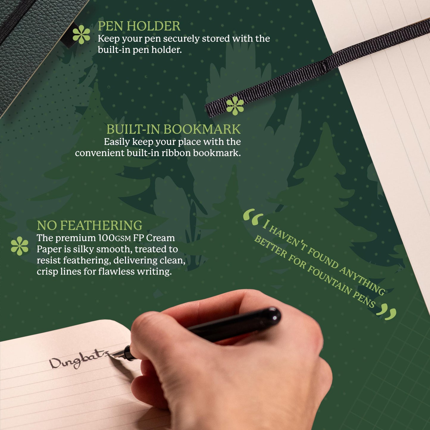 Dingbats* Wildlife Dotted Journal Notebook A5 - Vegan Leather Soft Cover, Ideal for Work, Travel - Pocket, Elastic Closure, Bookmark
