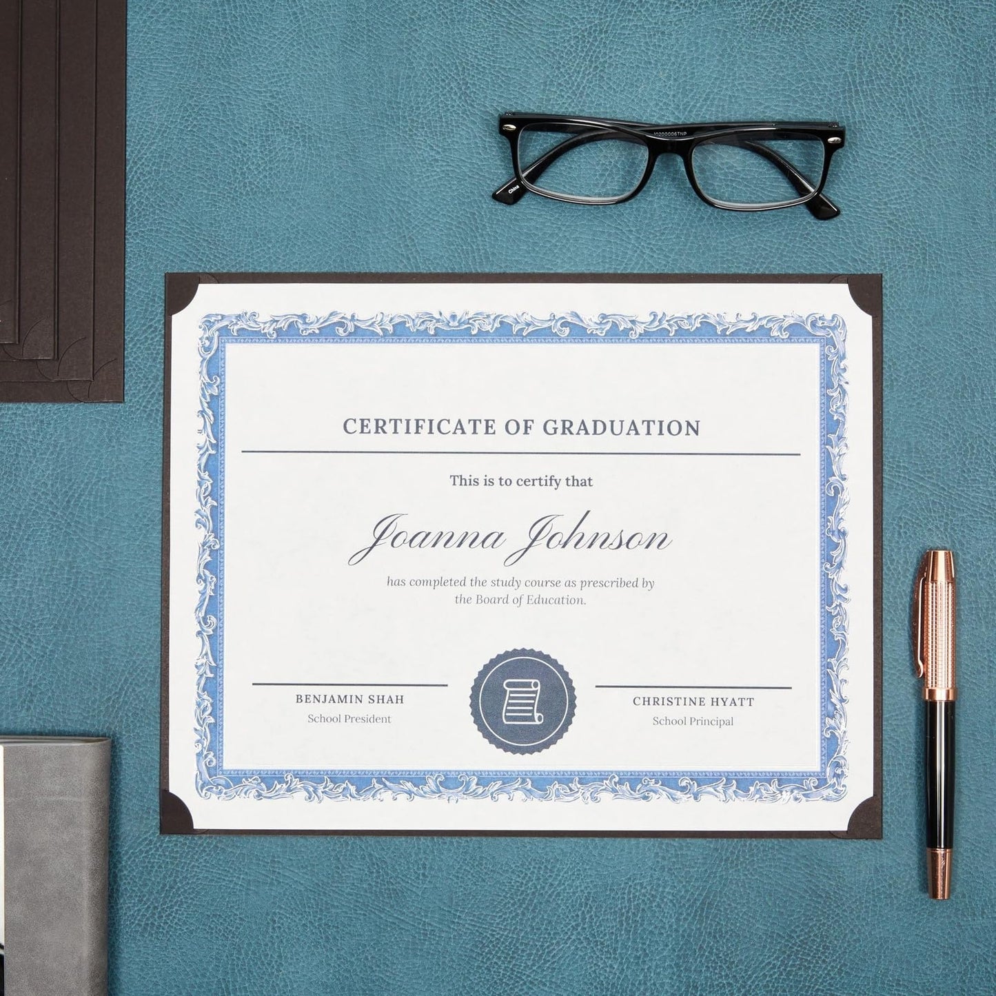48-Pack Single Sided Award Certificate Holders - Bulk Certificate Holders for Graduation, Diploma, Employee Appreciation, Certification (fits 8.5x11, Black)