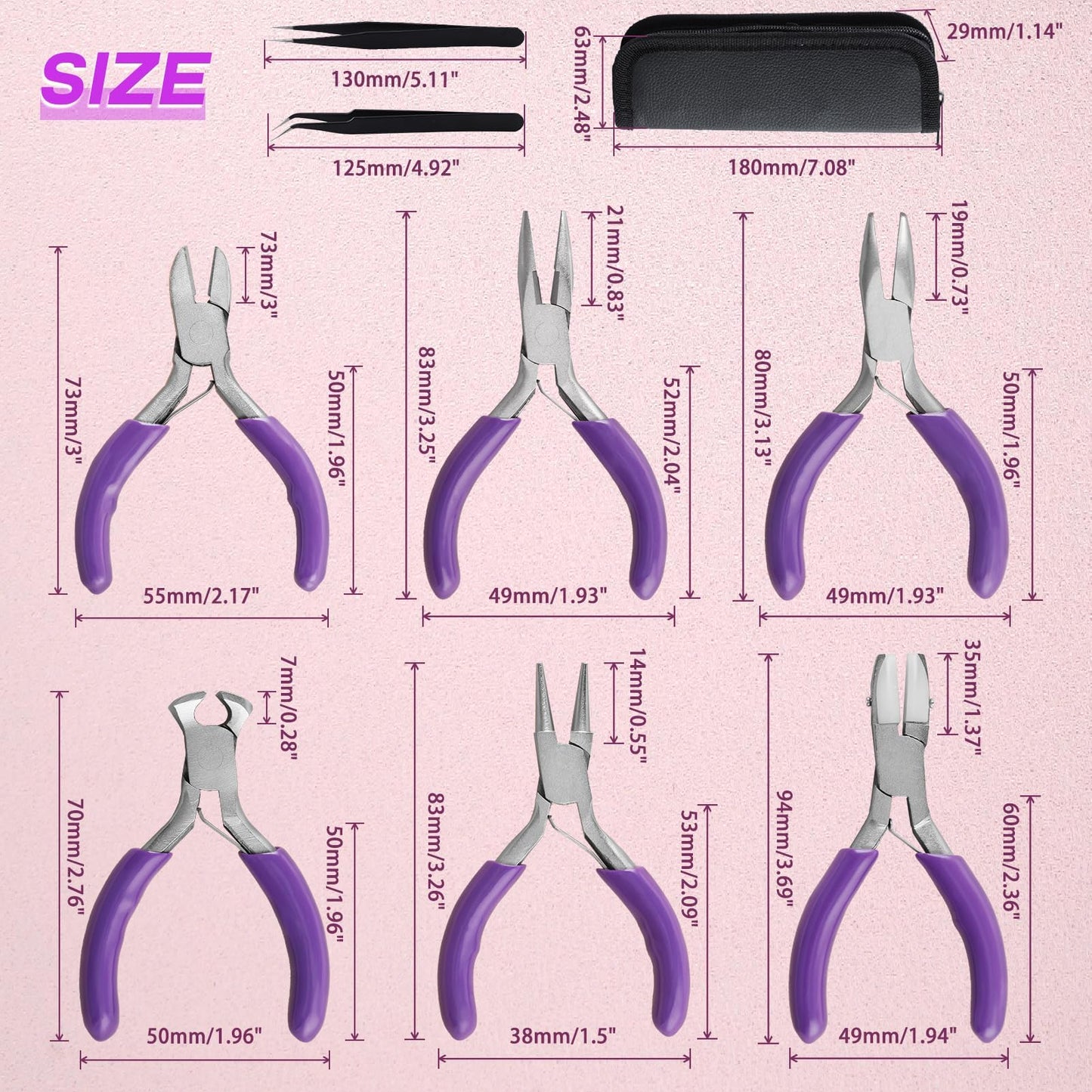 SPEEDWOX 6PCS Mini Jewelry Pliers Set 3-Inch Pliers Set Double Nylon Flat Jaw Pliers Round Nose Pliers End Cutting Pliers Long Nose Pliers With Cutter Diagonal Pliers Bent Nose Pliers Jump Ring Opener