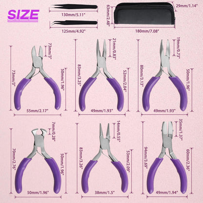 SPEEDWOX 6PCS Mini Jewelry Pliers Set 3-Inch Pliers Set Double Nylon Flat Jaw Pliers Round Nose Pliers End Cutting Pliers Long Nose Pliers With Cutter Diagonal Pliers Bent Nose Pliers Jump Ring Opener