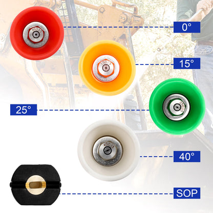 RIDGE WASHER Pressure Washer Nozzle Guard, Power Washer Nozzle Tips with Protector Holder, 5 Pressure Washing Tips with 1/4" Quick Connect, Orifice 3.5